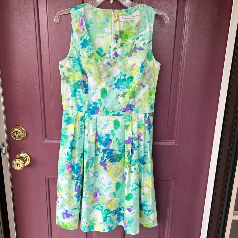 Calvin Klein Sleeveless Floral Print Dress SZ 8